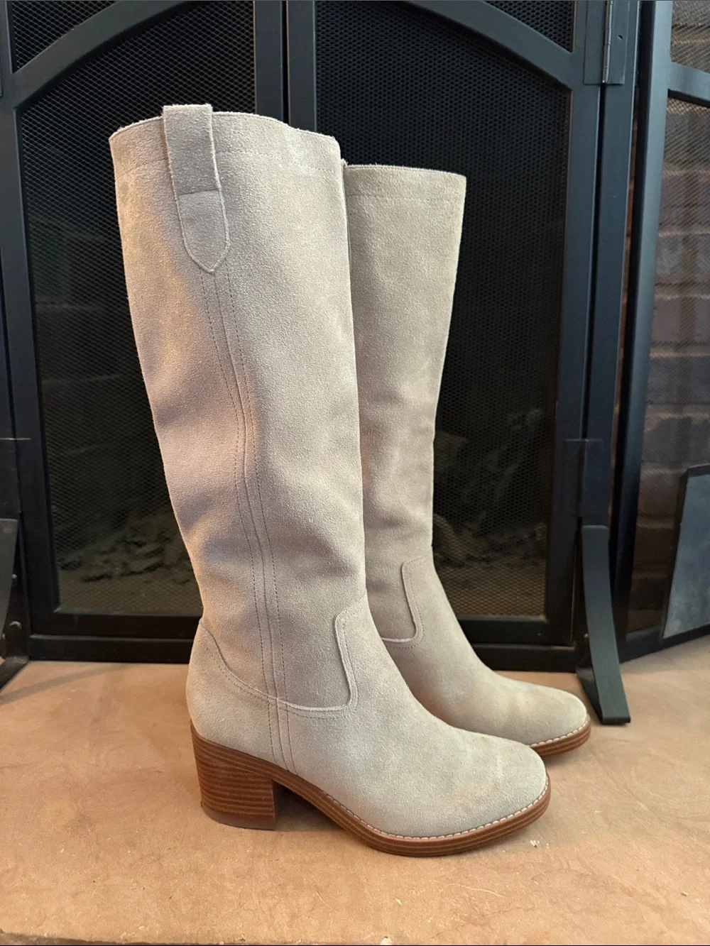 Nine West Hecee Tan Taupe Natural Tall Suede Knee-High Pull-On Boots 7.5 M